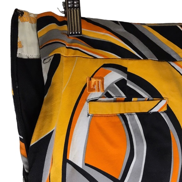 Women's 12 Loudmouth Ladies Golf Skort Skirt Geometric Swirls Yellow Black Lined - Picture 9 of 9